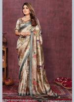 Silk Dark Vanilla Party Wear Weaving Saree